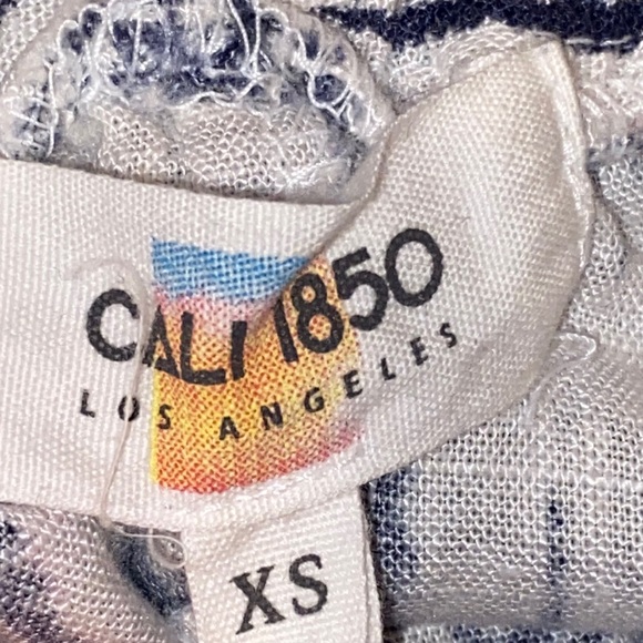 Cali 1850 Women's Navy/ White Linen/ Viscose Beach Boho Pants Size XS - Picture 2 of 9